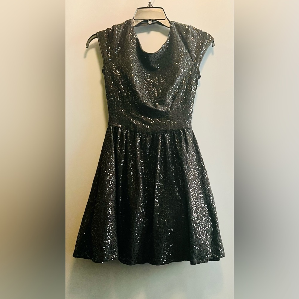 Delias all over black sequin skater dress 1/2 JUNIORS